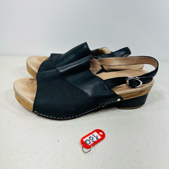 Shoes - Dansko Sandals Women 42 Madalyn Sling back Black Leather Block Heels US 11